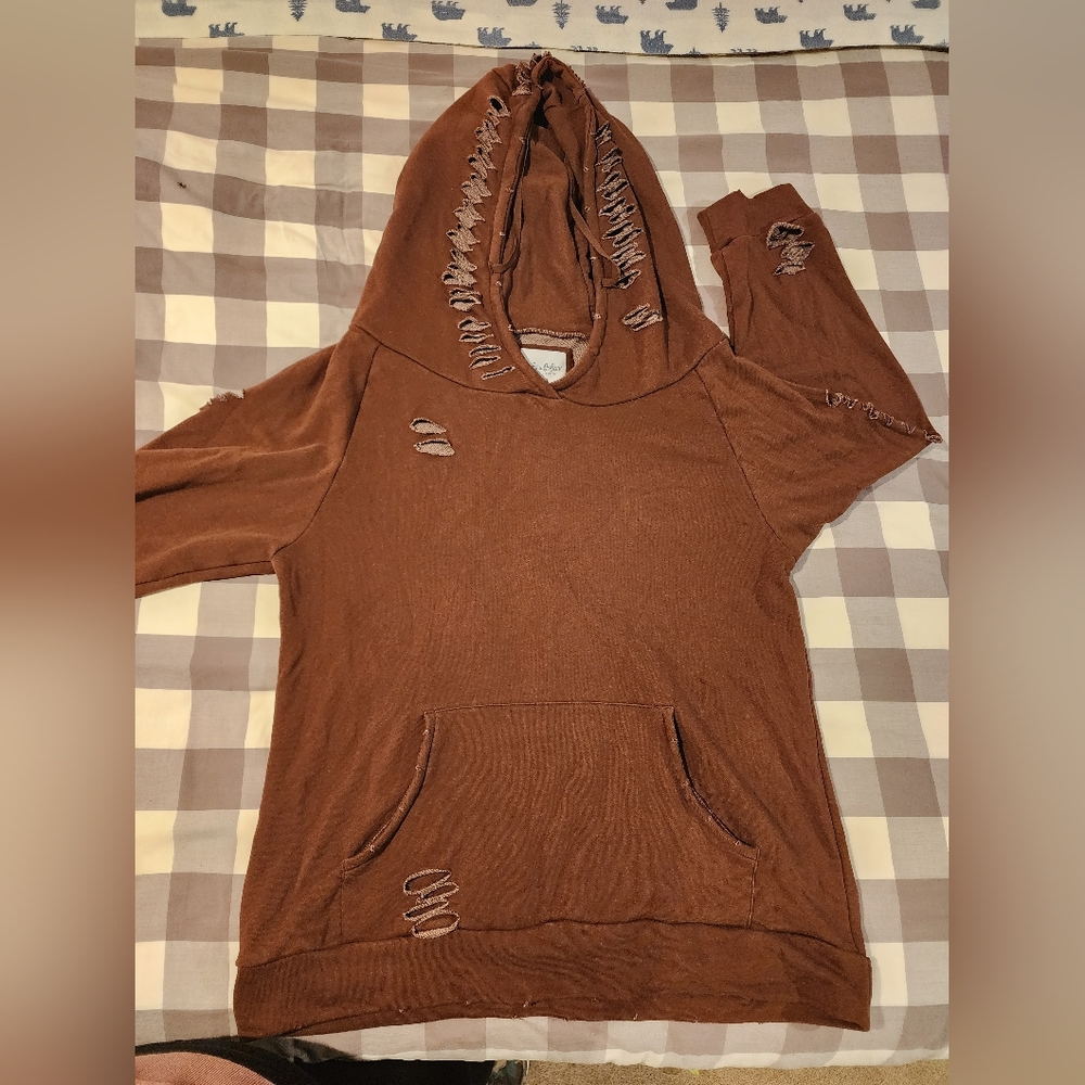 Chelsea Deboer destroyed oversized hoodie